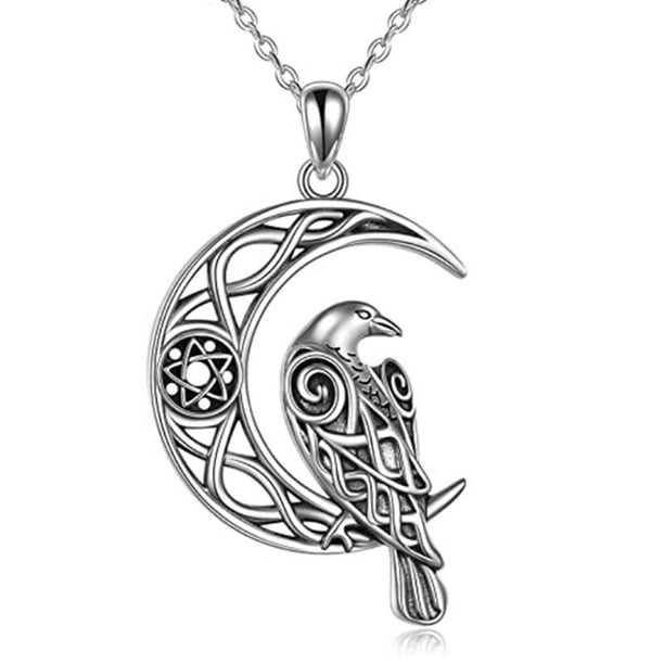 Celtic Moon Necklace for Women 925 Sterling Silver Celtic Knot Moon Pendant Necklace Crescent Irish Necklace Celtic Jewelry Gift for Women Men 